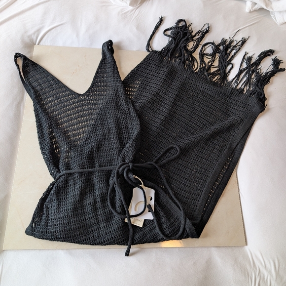 Commense Dresses & Skirts - Commense Black Crocheted Dress S Sleeveless Summer Vacation Resort